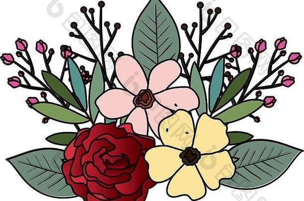美丽的玫瑰丛装饰图标