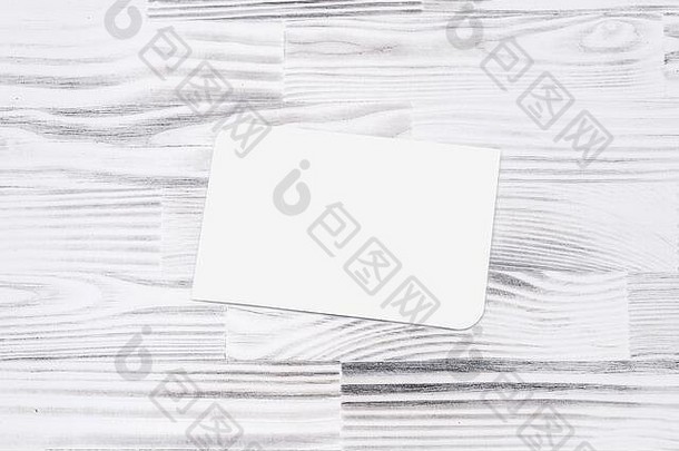 空业务卡模拟木表格背景孤立的白色