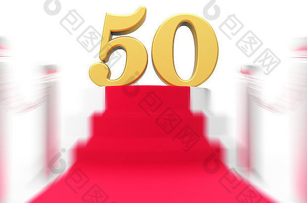 金五十红色的地毯显示五十电影周年纪念日纪念