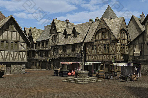 中世纪的小镇广场