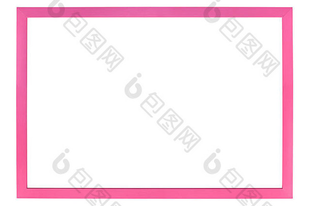 水平现代粉红色的图片框架减少帆布孤立的白色背景