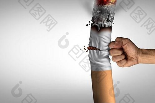 概念戒烟吸烟打破香烟吸烟者习惯破碎尼科特斯上瘾插图元素
