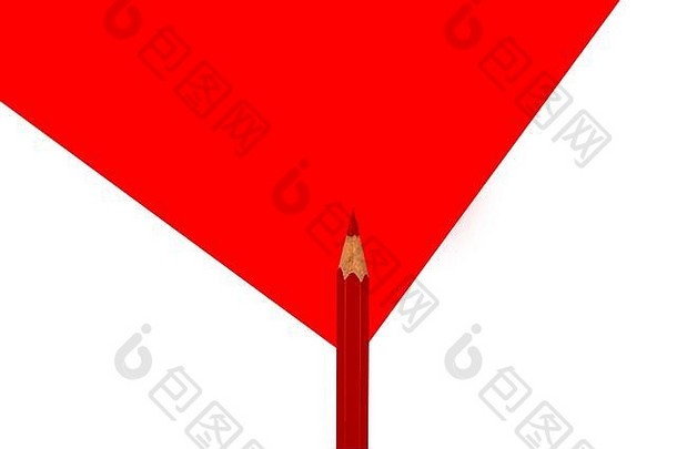 木铅笔蜡笔红色的颜色前红色的白色孤立的背景