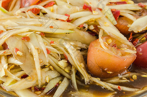 木瓜沙拉胡椒泰国食物风格