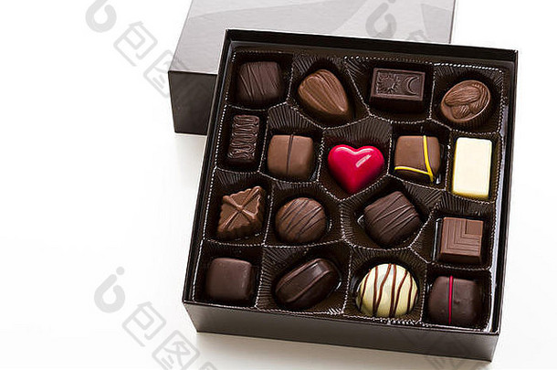 各种各样的美食巧克力盒子