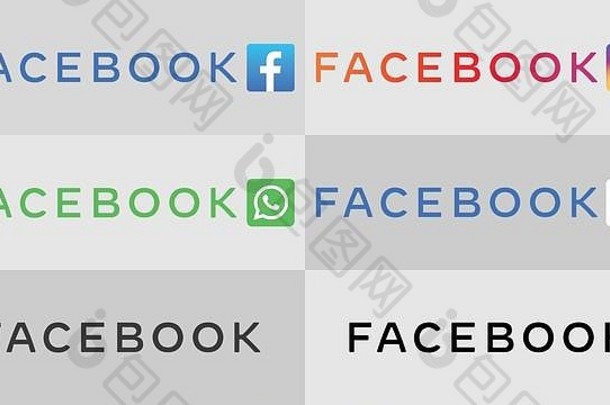 脸谱网标志脸谱网gif社会媒体图标新浪微博微信信使图标标志向量插图