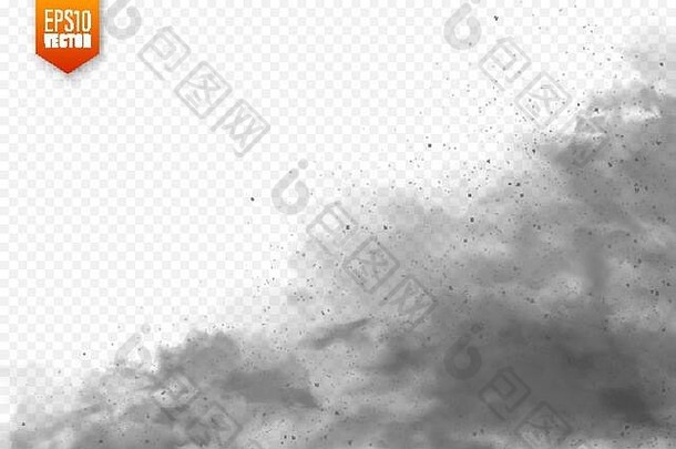 现实的灰尘云沙子风暴被污染的脏空气烟雾向量插图