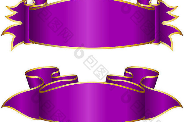 紫罗兰色的丝带集合孤立的白色背景