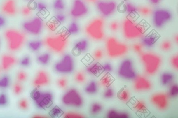 紫色的粉红色的纸心背景情人节一天生日问候卡爱概念散景焦点