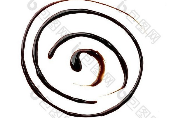 巧克力糖浆螺旋孤立的白色背景