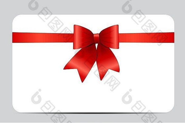礼物卡红色的丝带弓向量插图
