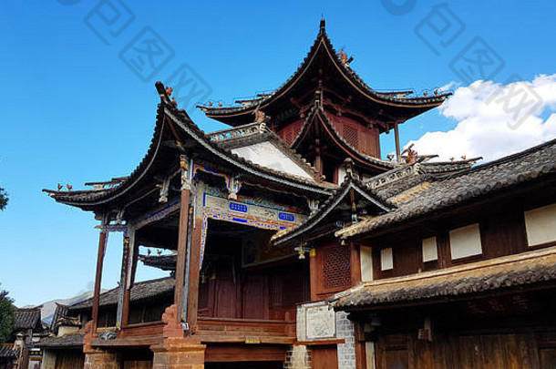 传统的中国人体系结构视图沙溪市场广场剧院沙溪云南中国