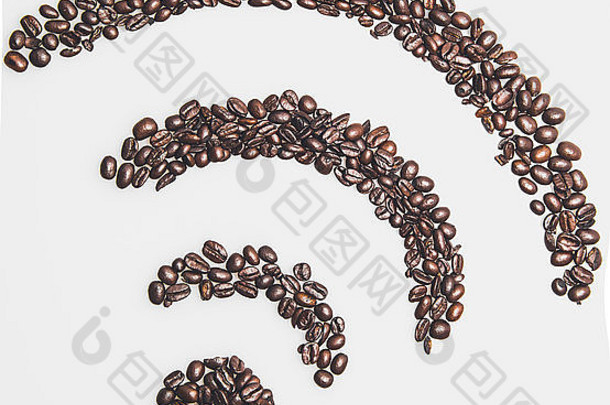 无线网络互联网连接象征使咖啡豆子