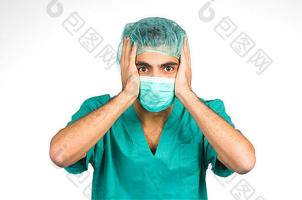 关闭震惊了医生外科医生绿色实习医生风云外科手术帽面具