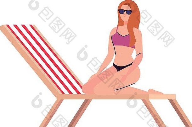 女人泳衣椅子海滩夏天假期季节