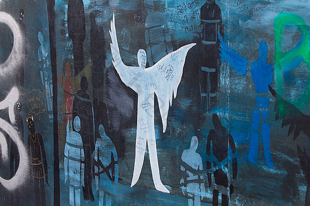 柏林墙涂鸦<strong>天使恶魔</strong>可怕的死亡