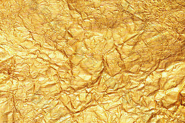 皱巴巴的黄金箔变形背景水平