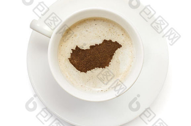 杯咖啡泡沫粉形状匈牙利系列