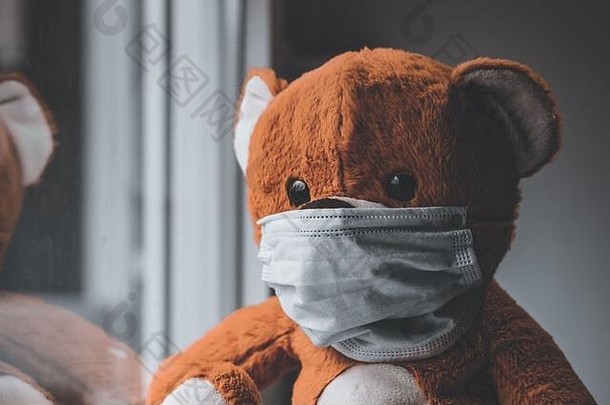 熊玩具脸面具窗口self-isolation首页检<strong>疫病</strong>毒爆发