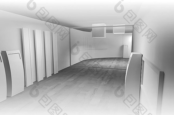 清洁艺术画廊空间空白帧墙清洁房间形状业务空间工作