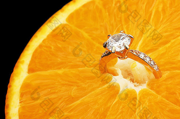 宏珠宝环大钻石橙色背景