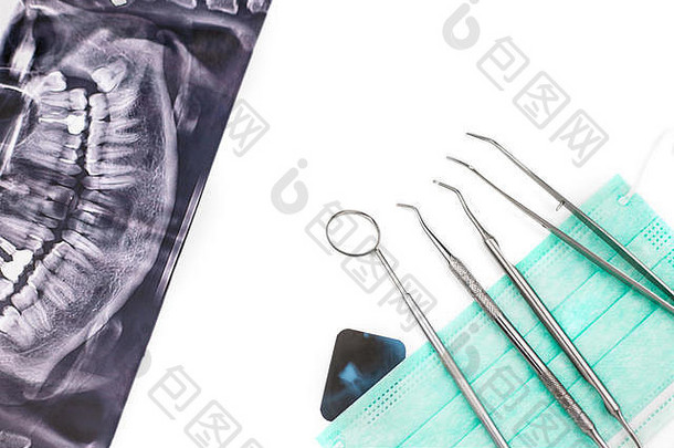 牙医工具面具x射线照片