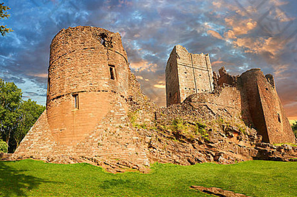 世纪中世纪的诺曼废墟古德里奇城堡防御工事古德里奇赫里福郡英格兰