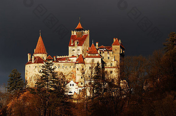 中世纪的麸皮城堡特兰西瓦尼亚罗马尼亚吸血鬼故事