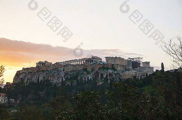 卫城雅典希腊早....日落