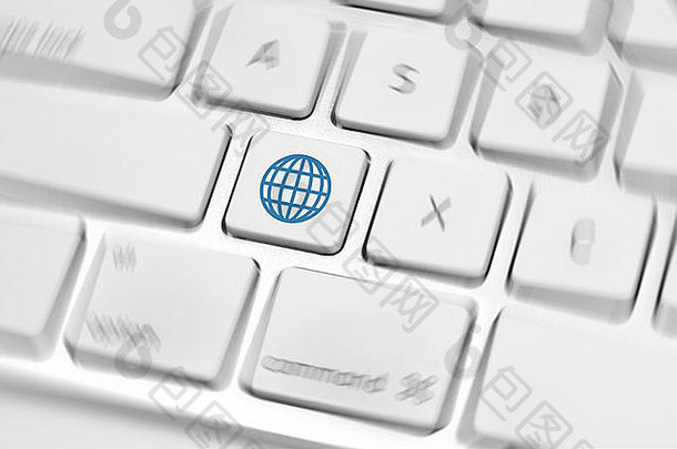 全球图标白色键盘按钮