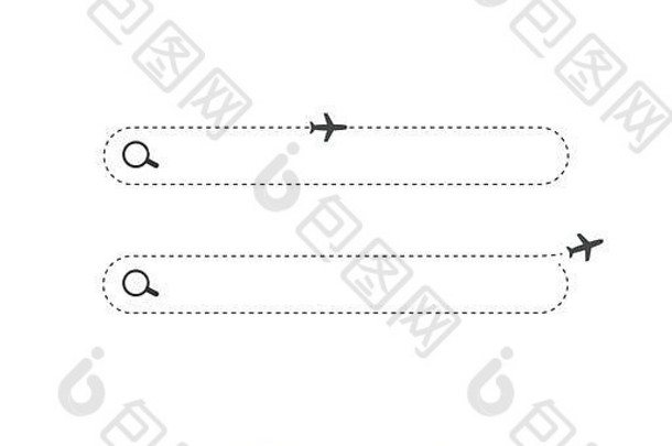 搜索酒吧水平场放大玻璃飞机图标简单的平搜索按钮设计航空网络技术网络