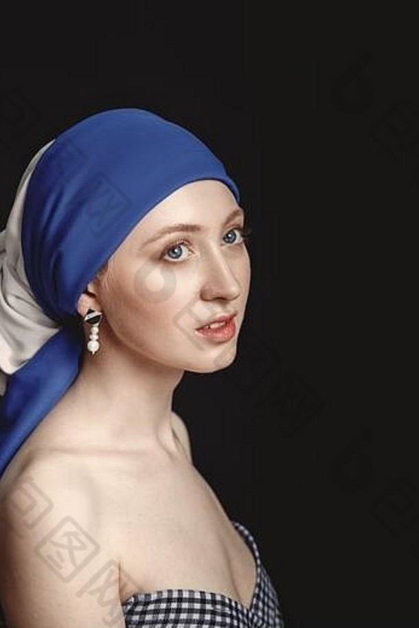 肖像女人珍珠耳环启发绘画伟大的巴洛克式的文艺复兴时期的艺术家1月维米尔