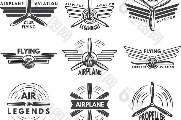 标签标志军事航空飞行员符号单色风格