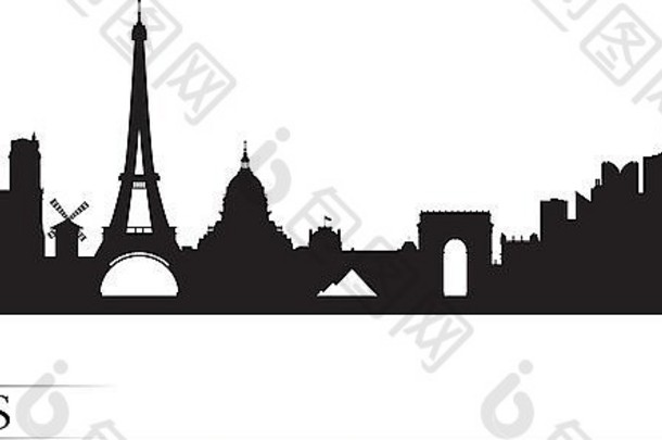 巴黎城市天际线轮廓背景