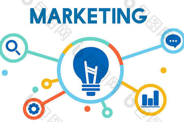 市场营销业务计划图标词概念