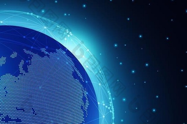 区块链技术未来主义的背景世界全球多边形节点连接