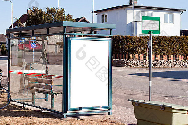图像公共汽车停止空白宣传牌广告位于瑞典城市马尔默