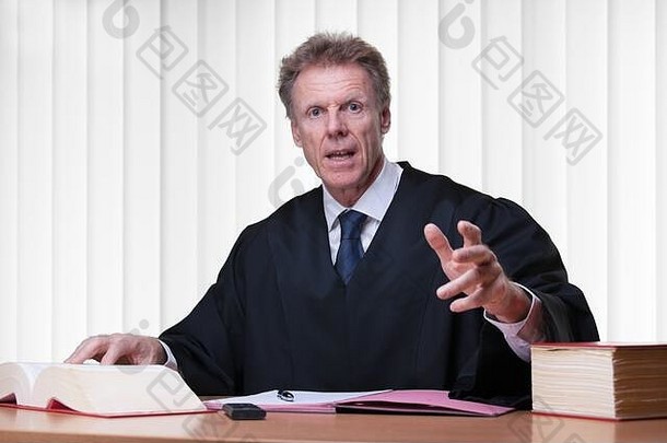 法官律师会说话的观众手法令书明亮的法庭