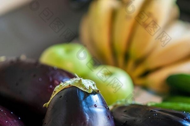 水果蔬菜香蕉aubergines洗消毒进入房子卫生实践实现世界