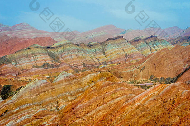 色彩斑斓的景观彩虹山张掖Danxia国家地质公园甘肃中国