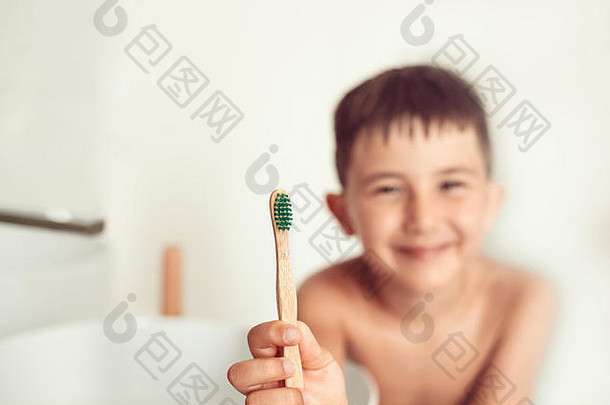 孩子刷牙齿竹子牙刷