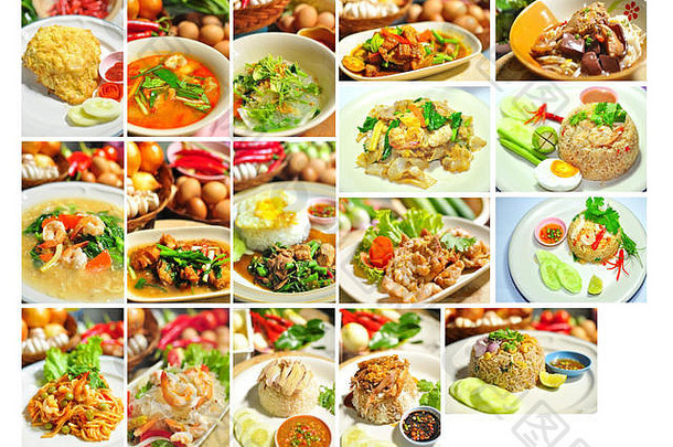 拼贴画最喜欢的泰国食物