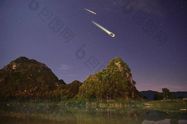 拍摄星星山星星晚上国家公园丰牙医爆炸越南
