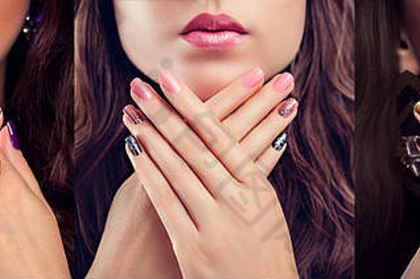 美丽的女人完美的化妆修指甲指甲设计时尚概念