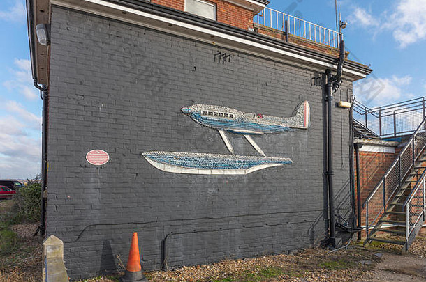 海上飞机壁画肯水蛭calshot汉普郡英格兰先驱喷火式战斗机