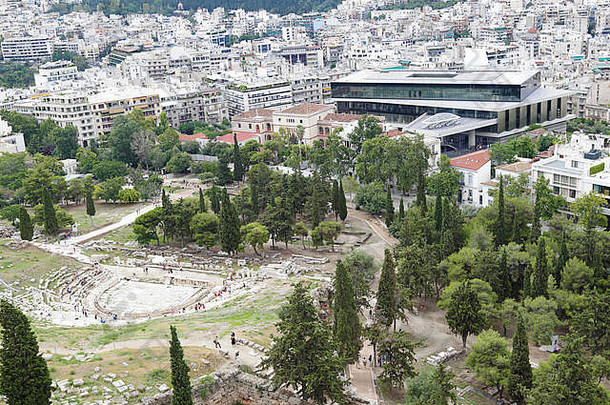 古老的剧院狄俄尼索斯伊柳特鲁斯周围城市景观建筑雅典卫城希腊