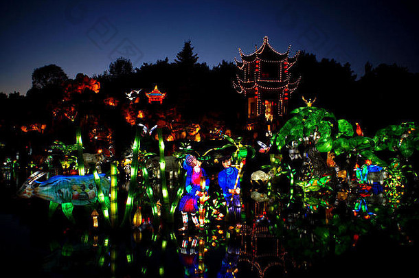 蒙特利尔植物花园中国人灯笼节日蒙特利尔魁北克加拿大