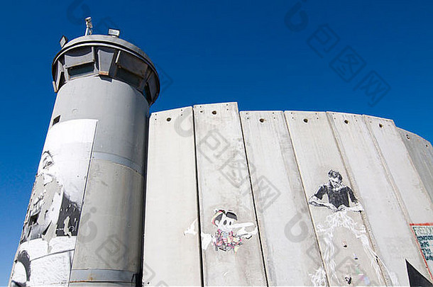 以色列分离墙伸出来巴勒斯坦西银行小镇伯利恒