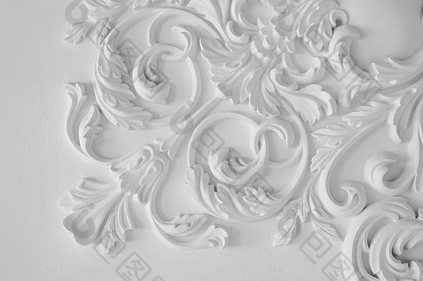 奢侈品白色墙设计浅浮雕粉刷模具罗科科元素