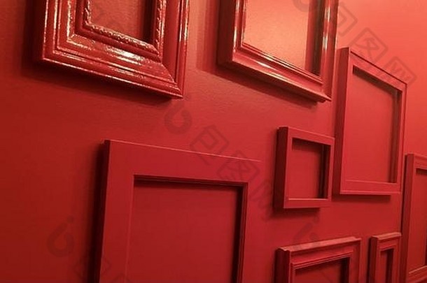 摘要红色的图片帧创建模式红色的墙